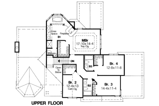 Floor Plan - Upper Floor for Traditional House Plan #334-112 - 4 bed, 3.5 bath