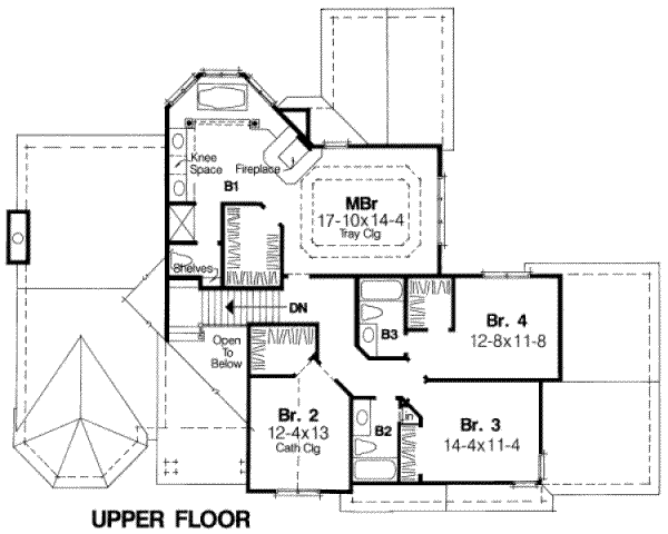House Blueprint - Traditional Floor Plan - Upper Floor Plan #334-112