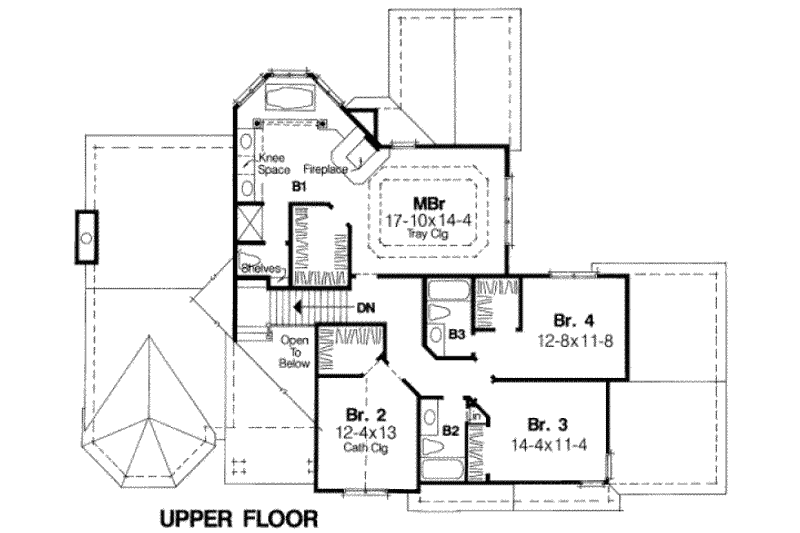 House Blueprint - Floor Plan - Upper Floor for Traditional House Plan #334-112 - 4 bed, 3.5 bath