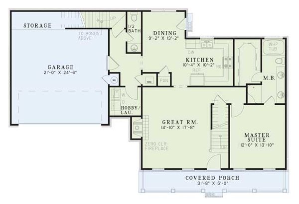 House Design - Colonial Floor Plan - Main Floor Plan #17-224
