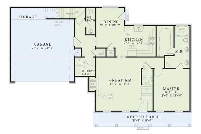Dream House Plan - Floor Plan - Main Floor for Colonial House Plan #17-224 - 3 bed, 2.5 bath