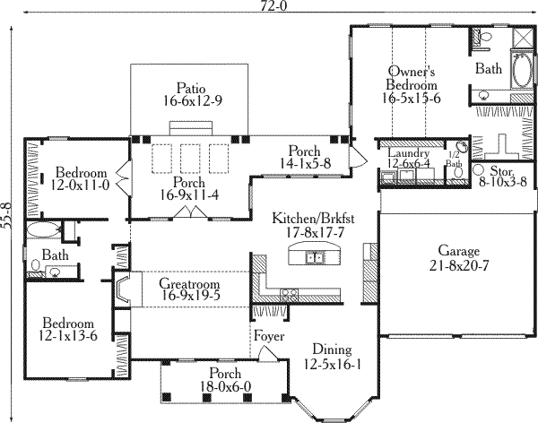 Dream House Plan - Country Floor Plan - Main Floor Plan #406-201