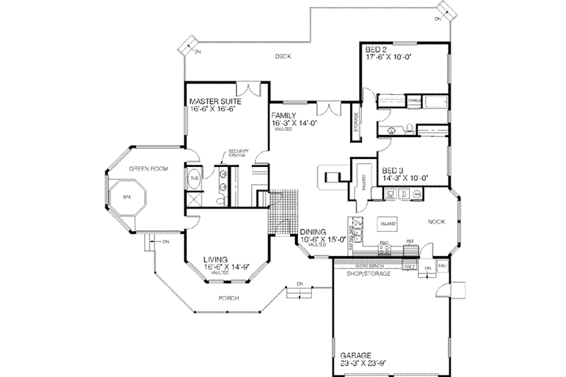 Architectural House Design - Floor Plan - Main Floor for Country House Plan #60-204 - 3 bed, 2 bath
