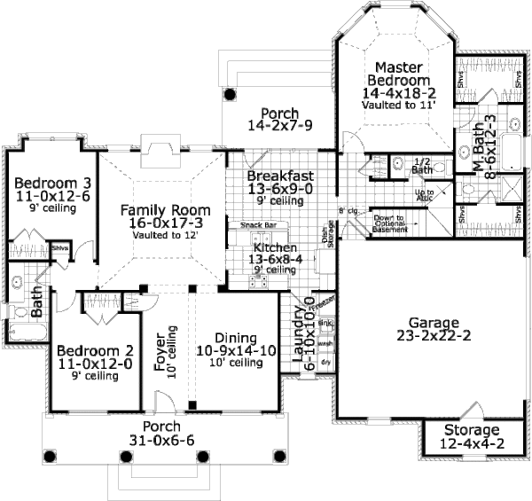 Dream House Plan - Southern Floor Plan - Main Floor Plan #406-9609
