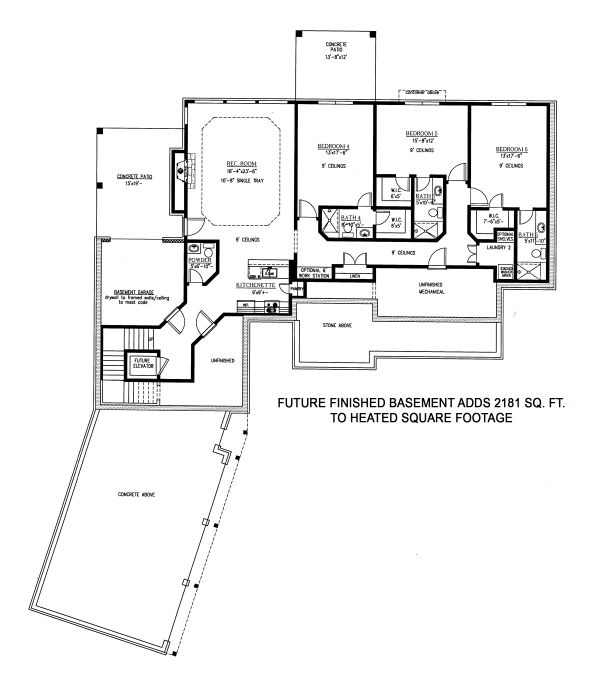 House Blueprint - Craftsman Floor Plan - Lower Floor Plan #437-102