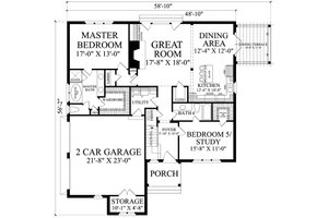 Floor Plan - Main Floor for Cottage House Plan #137-289 - 5 bed, 4 bath
