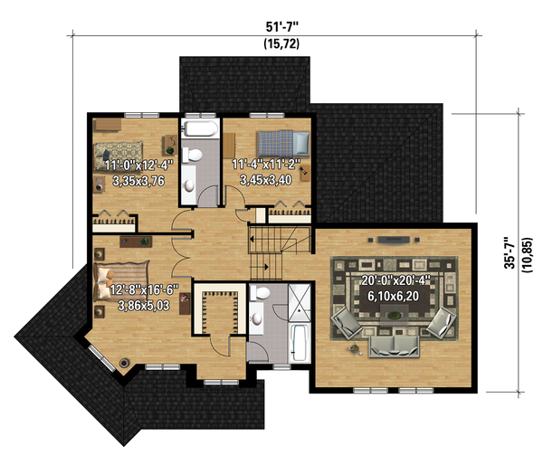 Traditional Floor Plan - Upper Floor Plan #25-4344