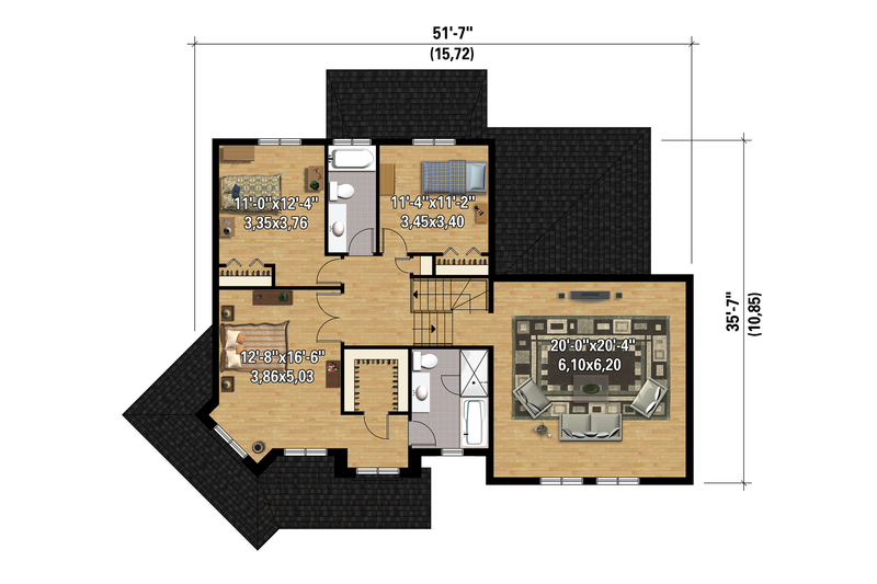 Dream House Plan - Floor Plan - Upper Floor 1 for Traditional House Plan #25-4344 - 3 bed, 2 bath