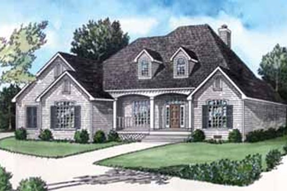 Exterior - Front Elevation for Country House Plan #16-251 - 4 bed, 3 bath