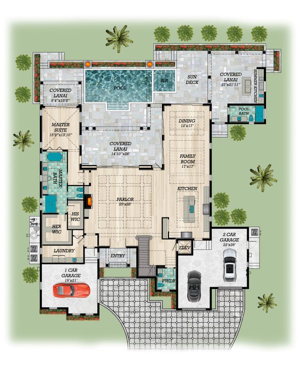 Beach Floor Plan - Main Floor Plan #548-53