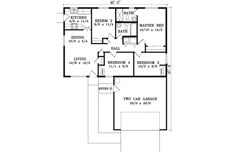 Architectural House Design - Floor Plan - Main Floor for Mediterranean House Plan #1-182 - 3 bed, 2 bath