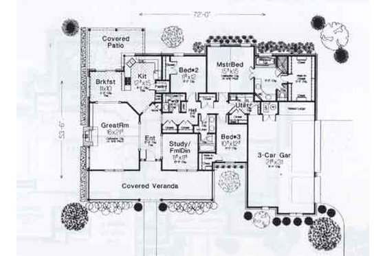 Floor Plan - Main Floor for Traditional House Plan #310-929 - 3 bed, 2.5 bath