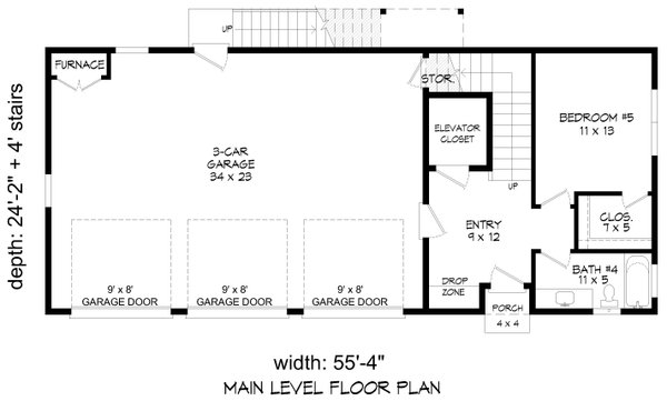 House Blueprint - Contemporary Floor Plan - Lower Floor Plan #932-1296