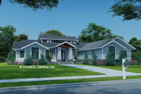 Exterior - Front Elevation 4 for Ranch House Plan #929-1148 - 3 bed, 2.5 bath