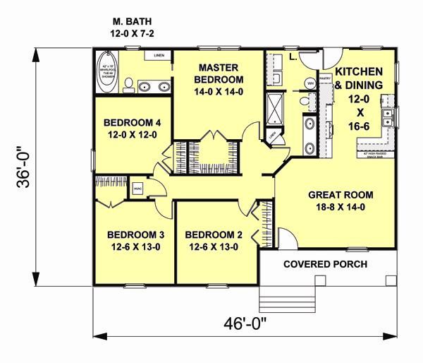 Craftsman Floor Plan - Main Floor Plan #44-180