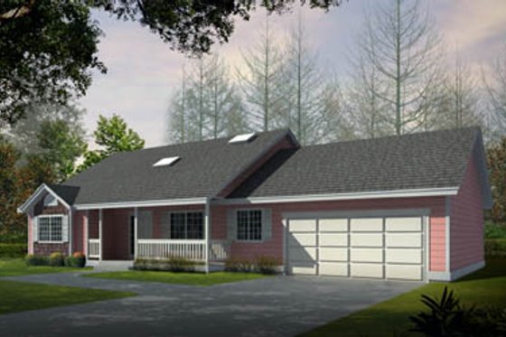 Exterior - Front Elevation for Ranch House Plan #100-442 - 2 bed, 2 bath