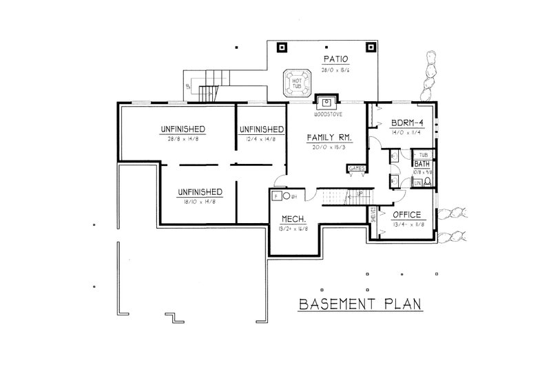 Home Plan - Floor Plan - Lower Floor for Farmhouse House Plan #112-167 - 4 bed, 3 bath