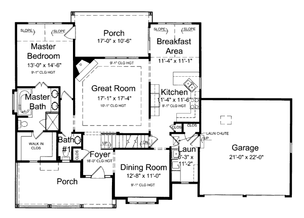 Architectural House Design - Craftsman Floor Plan - Main Floor Plan #46-429