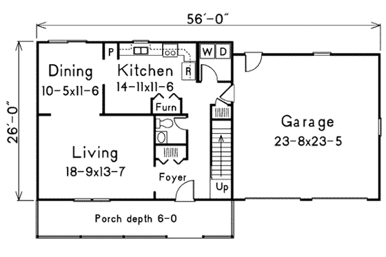 Floor Plan - Main Floor for Country House Plan #57-234 - 3 bed, 2.5 bath