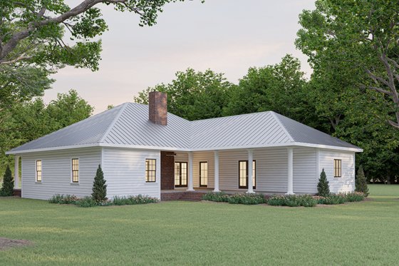 Exterior - Rear Elevation for Southern House Plan #44-105 - 3 bed, 2 bath