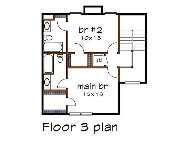 Traditional Floor Plan - Upper Floor Plan #79-145