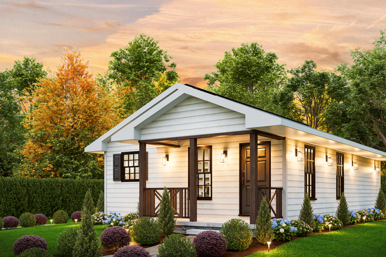 Exterior - Front Elevation 3 for Traditional House Plan #54-633 - 2 bed, 1 bath