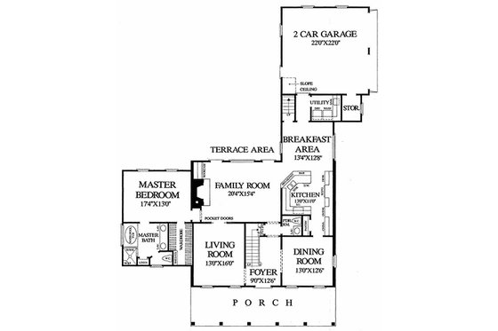 Floor Plan - Main Floor for Southern House Plan #137-140 - 3 bed, 3 bath