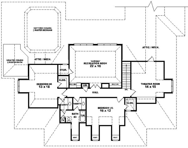 Colonial Floor Plan - Upper Floor Plan #81-647