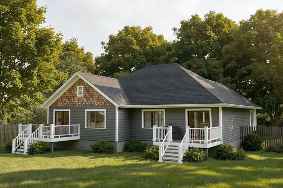 Exterior - Rear Elevation for Traditional House Plan #79-236 - 2 bed, 1 bath