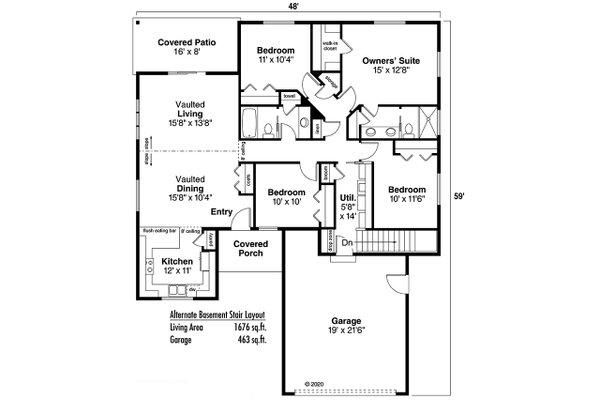 Home Plan - Ranch Floor Plan - Other Floor Plan #124-1216