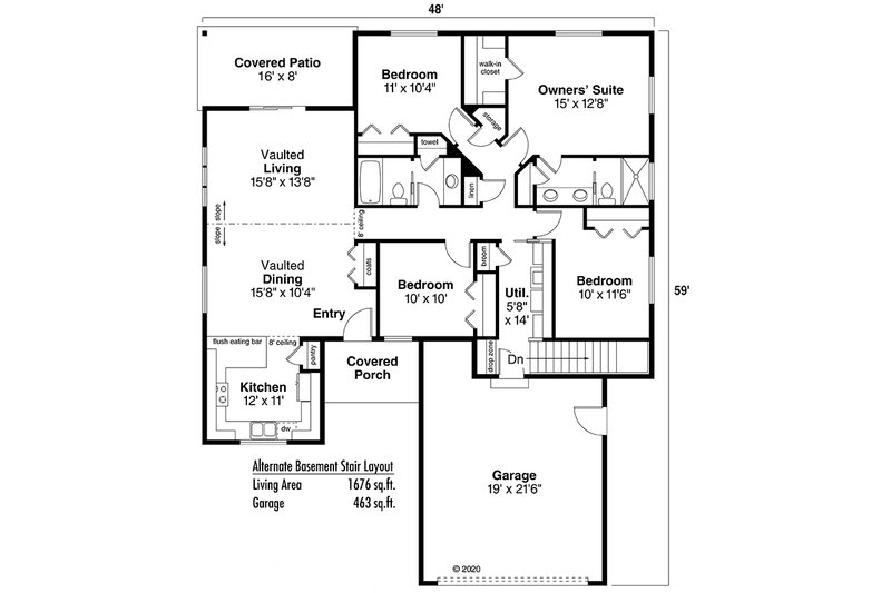 Dream House Plan - Floor Plan - Other Floor for Ranch House Plan #124-1216 - 4 bed, 2 bath