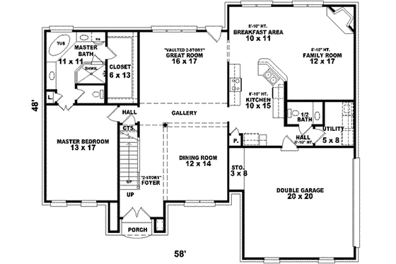 Floor Plan - Main Floor for European House Plan #81-910 - 4 bed, 3.5 bath