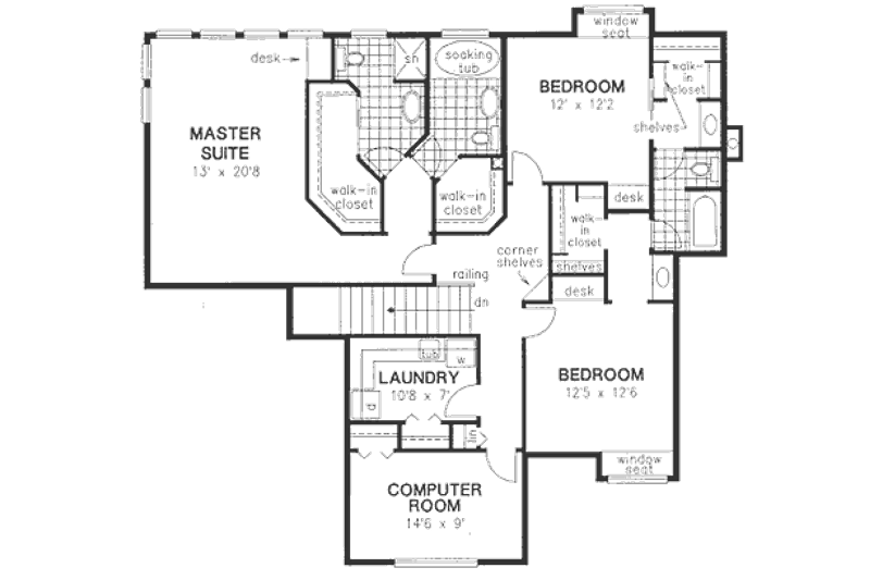 Dream House Plan - Floor Plan - Upper Floor for European House Plan #18-9117 - 3 bed, 3.5 bath