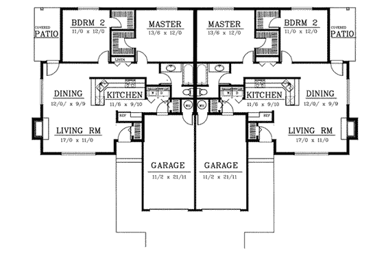Floor Plan - Main Floor for Traditional House Plan #100-107 - 2 bed, 1 bath