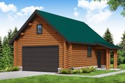 Log Style House Plan - 2 Beds 2 Baths 1216 Sq/Ft Plan #124-259 Exterior 