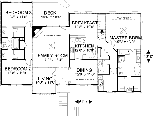 Architectural House Design - Southern Floor Plan - Main Floor Plan #56-169