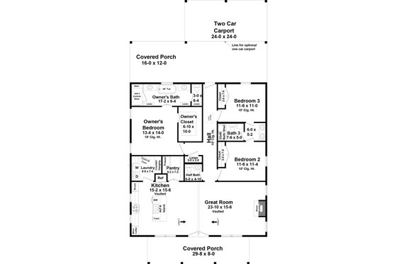 Floor Plan - Main Floor for Farmhouse House Plan #21-483 - 3 bed, 2.5 bath