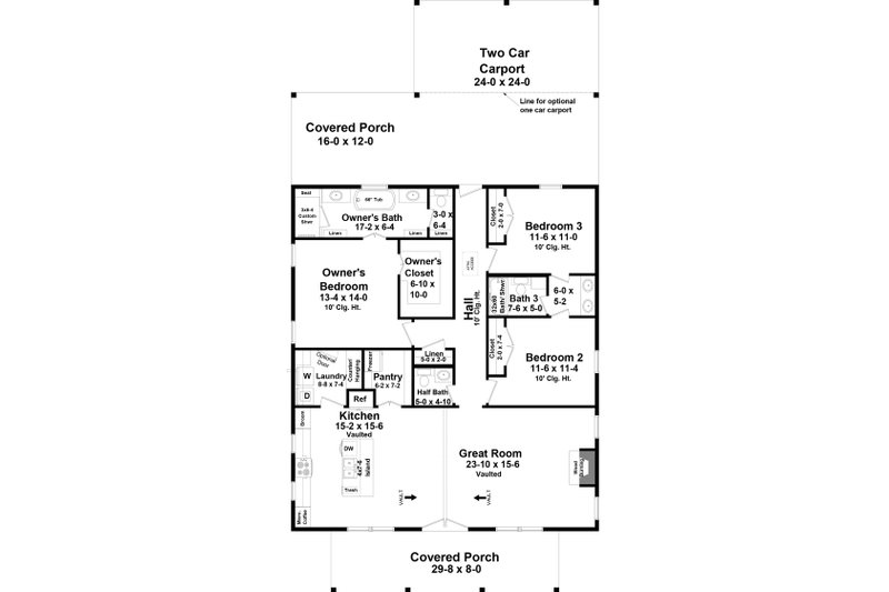 House Blueprint - Floor Plan - Main Floor for Farmhouse House Plan #21-483 - 3 bed, 2.5 bath