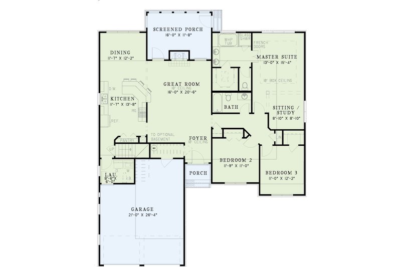 House Plan Design - Floor Plan - Main Floor for Traditional House Plan #17-2876 - 3 bed, 2 bath