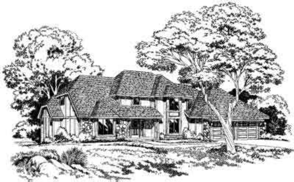 Exterior - Front Elevation 2 for European House Plan #312-204 - 4 bed, 3.5 bath