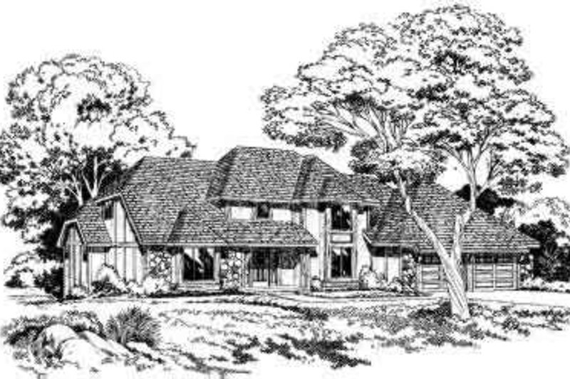 Exterior - Front Elevation 2 for European House Plan #312-204 - 4 bed, 3.5 bath