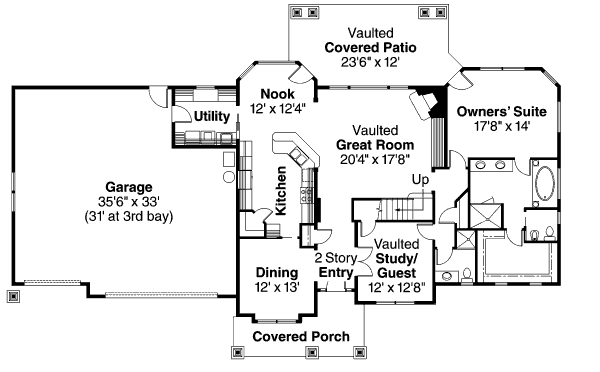 House Plan Design - Craftsman Floor Plan - Main Floor Plan #124-675