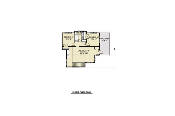 Floor Plan - Upper Floor for Farmhouse House Plan #1070-106 - 3 bed, 2.5 bath