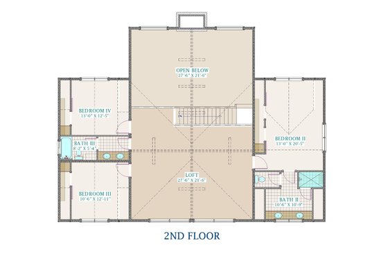 Floor Plan - Upper Floor for Cottage House Plan #1118-3 - 4 bed, 3.5 bath