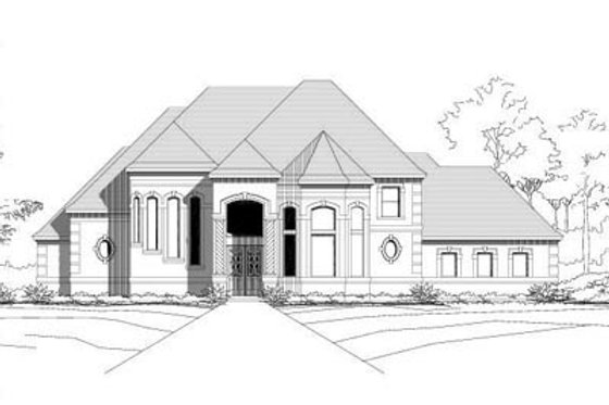 Exterior - Front Elevation for European House Plan #411-117 - 4 bed, 4 bath