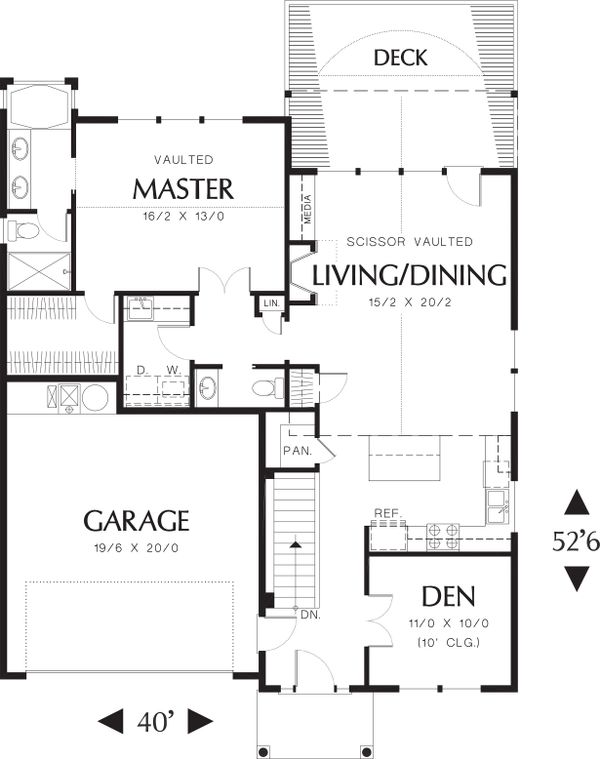 Architectural House Design - Main Level Floor Plan - 2000 square foot Traditional home