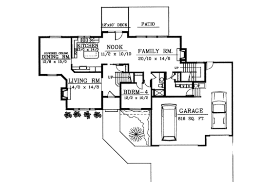 Floor Plan - Main Floor for Traditional House Plan #94-201 - 4 bed, 3 bath