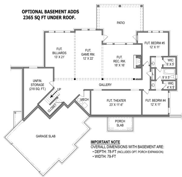 House Plan Design - Optional Basement