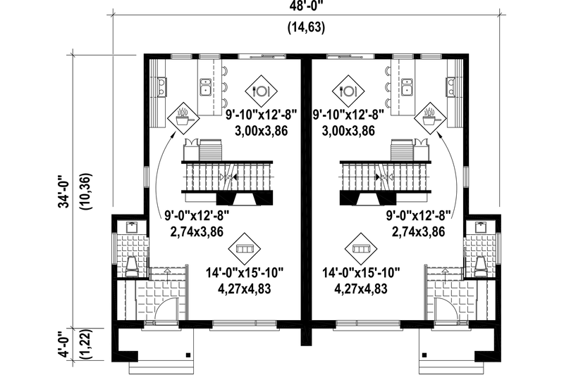 House Plan Design - Floor Plan - Main Floor for Contemporary House Plan #25-4516 - 6 bed, 2 bath