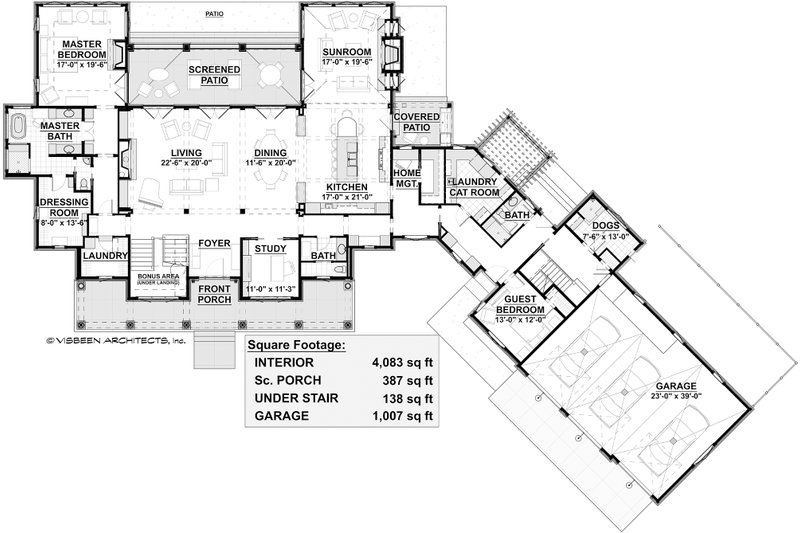 Architectural House Design - Floor Plan - Main Floor for Country House Plan #928-320 - 4 bed, 4.5 bath